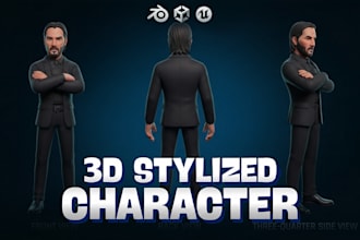 design stylized 3d character modeling and rig for game and animation in blender