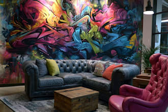 paint real graffiti art on the street wall