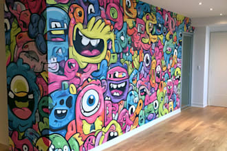 draw any graffiti mural wall art or banner