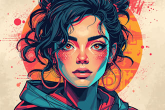 create artistic vector illustration, custom vector art and flat illustration