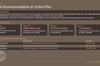 analyze business acquisitions and due diligence data