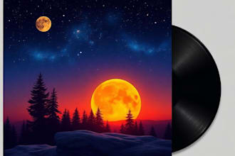create collage retro album cover art design