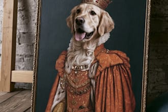 create a royal pet portrait in historical costume