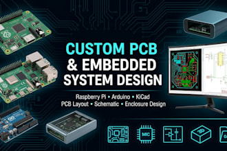 design custom pcb, embedded systems, raspberry pi, arduino, kicad and enclosure