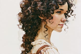 draw a sketchy watercolor portrait, no