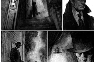make dark art illustration horror movie posters, horror book