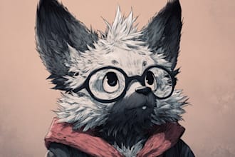 draw your character in flat colored furry art