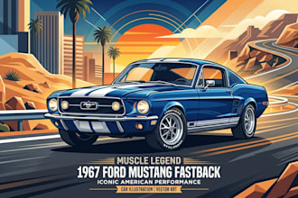 draw custom car illustration, vector art, and car portrait
