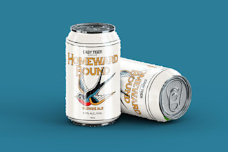 design a bold craft beer can or beverage label with vintage mascot