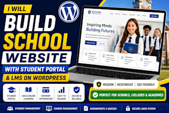 build school website with student portal lms using wordpress and learndash