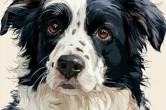 draw pet portrait into cartoon vector