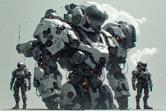 draw amazing character mecha robot illustration
