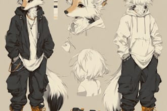 create a custom furry art character or fursona illustration