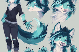 draw furry character, fursona, anthro, and furry art