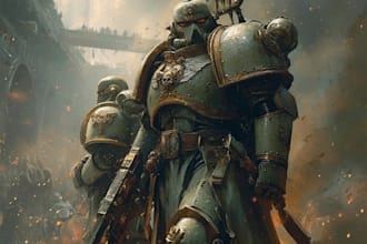 drawing a detailed warhammer 40k characters