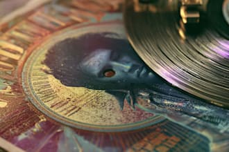 hand drawn retro vintage music album cover movie