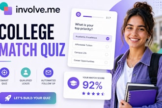 build involveme college match quiz admission consultant college quiz lead funnel