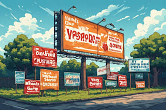 design stunning billboard banner, signs, roll up banner, yard and signage design