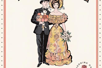 create a vintage wedding illustration poster design