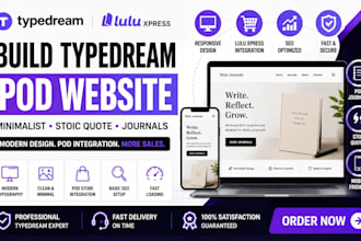 build a typedream website for lulu xpress pod minimalist stoic journals
