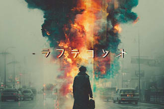 create a vintage japanese vinyl style album cover or music cover