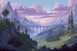 illustrate detailed fantasy cityscapes, no ai