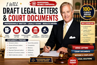 draft legal letters, demand letters, court documents, motions, and contracts