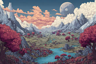 draw fantasy landscape or enviroment art