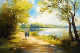 paint realistic landscape in oil painting style