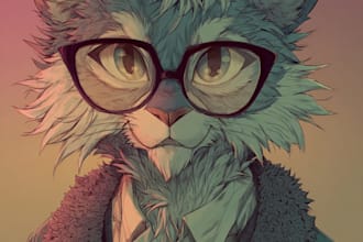 draw anime furry art and custom fursona character