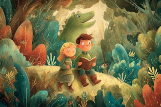 draw whimsical children story book illustration, picture book cover watercolor
