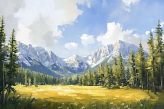 paint landscape in oil painting on canvas