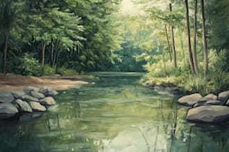 paint realistic landscape in oil painting style