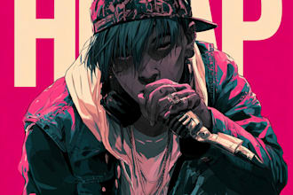 draw anime inspired emo rap hip hop album music cover art
