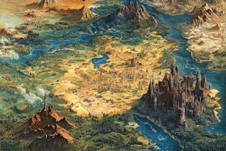 make fantasy map illustration for dnd, novels and games