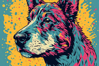 do colorful pop art portraits of pets and animals