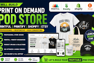 print on demand printful printify shopify store etsy pod store
