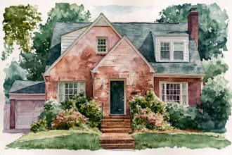 paint watercolor house portrait