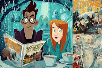 create retro comic book art, vintage comic illustration and retro poster artwork
