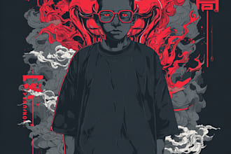 create japanese art for t shirt illustration