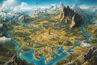 illustrate hand drawn fantasy world maps