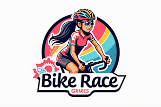 do make bike race girls mascot logo design