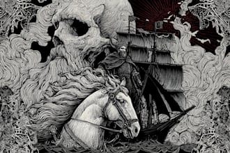 draw dark art illustration with engraving style
