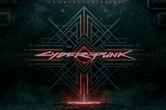 do a cool typography logo cyberpunk or mecha futuristic