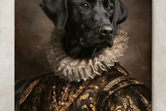 amazing royal pet portrait in custom caricature