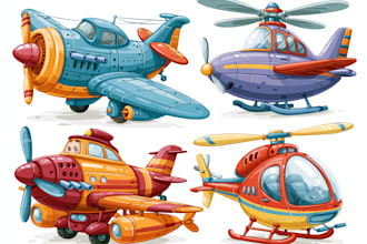 draw aircraft, helicopter, airplane into a vector