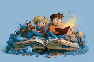 do children story book illustration, children story book