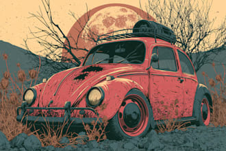 make vintage retro poster illustration