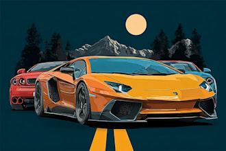 draw vintage custom style car, vehicle portrait