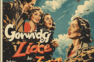 make a movie poster design in a retro vintage style
